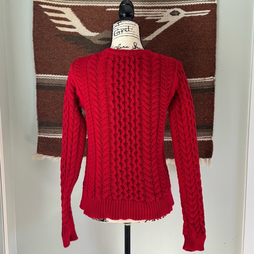 Sies Marjan Britta Cotton Cable Knit Sweater in Lipstick Red - Picture 3 of 9